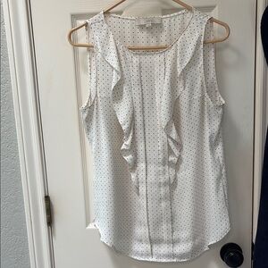 LOFT White Sleeveless Ruffle Top